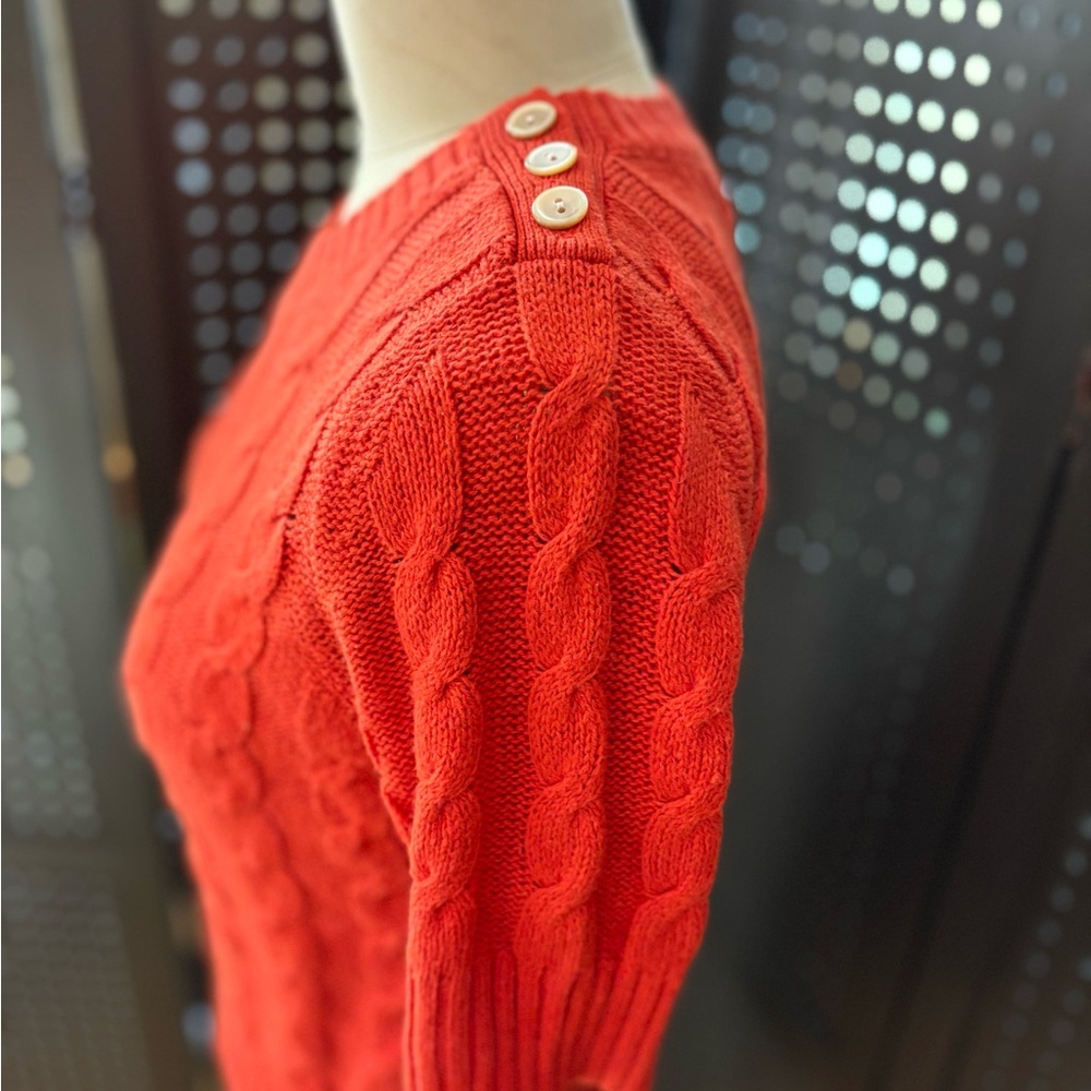 Banana Republic Vibrant Orange Cable Knit Sweater